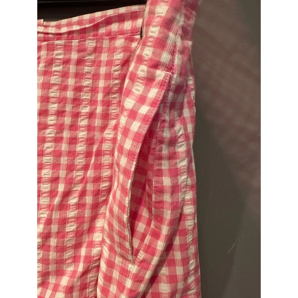 Liz Claiborne Lizsport Pink Gingham Seersucker Skort Wrap Front Summer Shorts XL
